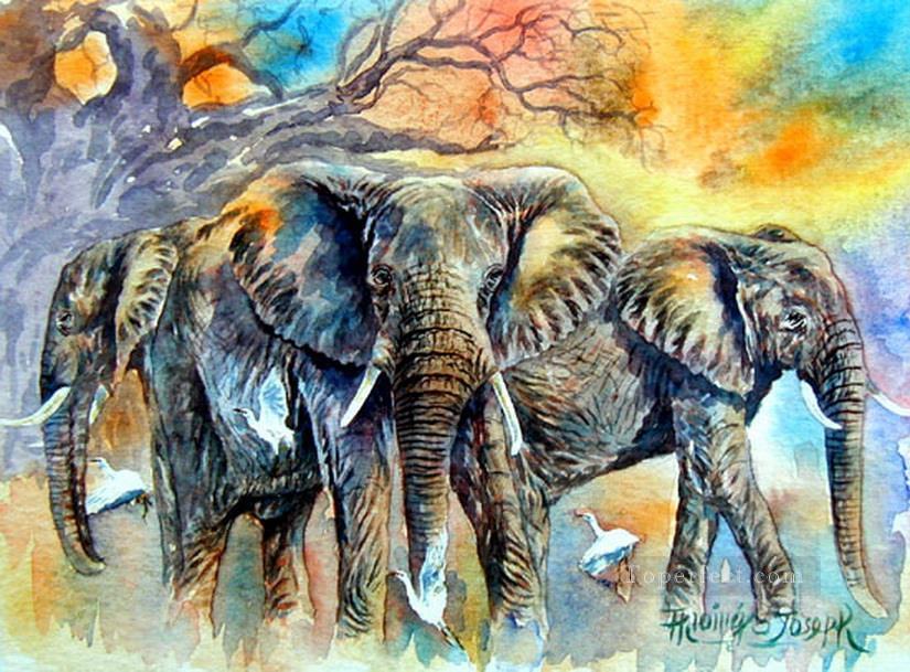 Elephants African Oil Paintings